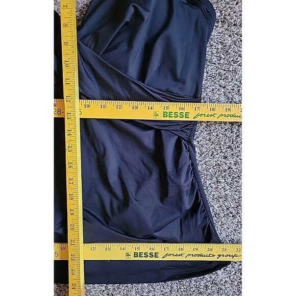 Swim Top Black 18 DD Wrap Front XL Solid Underwire Tummy Control Lands End S918 - Picture 3 of 7